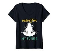Femme Manifester Mon Futur Mental, Spirituel, Physique, Auto-Assistance T-Shirt avec Col en V