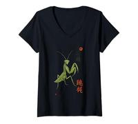 Femme Mante religieuse à sept étoiles Shaolin Kung Fu T-Shirt avec Col en V