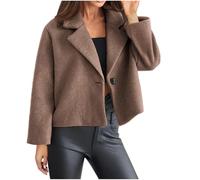 Femme Manteau Court en Laine Mélangée Veste Courte Manteau Laine Femmes Hiver Grande Taille à Manches Longues Manteau À Revers Trench-Coat Epaissie Chic et Élégant Blazer Coupe-Vent Cadeau Maman