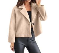 Femme Manteau Court en Laine Mélangée Veste Courte Manteau Laine Femmes Hiver Grande Taille à Manches Longues Manteau À Revers Trench-Coat Epaissie Chic et Élégant Blazer Coupe-Vent Cadeau Maman