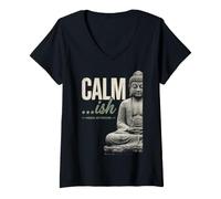 Femme Mantra de Pleine Conscience : Progrès et Non Perfection T-Shirt avec Col en V
