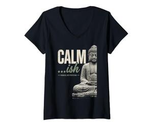 Femme Mantra de Pleine Conscience : Progrès et Non Perfection T-Shirt avec Col en V