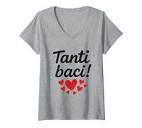 Femme Many Kisses Italian Tanti Baci Cadeau pour hommes, femmes, enfants T-Shirt avec Col en V