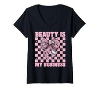 Femme Maquilleur MUA Girl Mom Coquette Blending is My Cardio T-Shirt avec Col en V