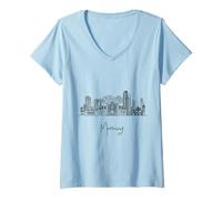 Femme Maracay Venezuela Skyline Souvenirs de voyage Noir Paysage urbain T-Shirt avec Col en V