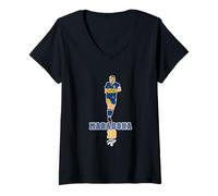 Femme Maradona 10 Boca T-Shirt avec Col en V