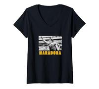 Femme Maradona Celebration Main de Dieu T-Shirt avec Col en V