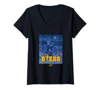 Femme Maradona Diego Mano de D10S T-Shirt avec Col en V