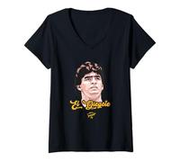 Femme Maradona El Diego T-Shirt avec Col en V