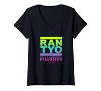 Femme Marathon Tokyo 2026 Finisher T-Shirt avec Col en V