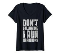 Femme Marathonien Ne me suis Pas, Je Cours des Marathons T-Shirt avec Col en V