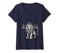 Femme Marbas Lion de l'Ars Goetia T-Shirt avec Col en V