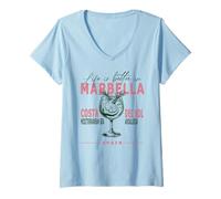 Femme Marbella Life Is Better In Costa del Sol Andalousie Souvenir T-Shirt avec Col en V