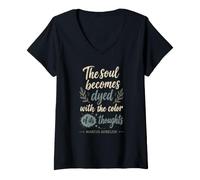 Femme Marc Aurèle Citation Stoïcisme Pensées Sérénité T-Shirt avec Col en V
