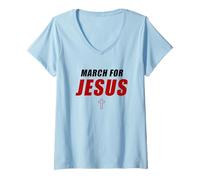 Femme March for Jesus - Christian Faith Church Celebration Walk T-Shirt avec Col en V