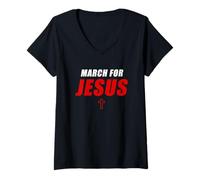 Femme March for Jesus - Christian Faith Church Celebration Walk T-Shirt avec Col en V