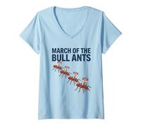 Femme March of The Bull Ants Colony Panneau de Danger drôle Entomologie T-Shirt avec Col en V