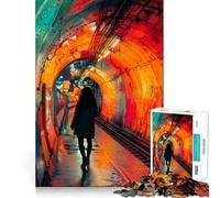 Femme Marchant dans Un Tunnel coloré Puzzle de 1000 pièces pour Adolescents Stimulation Cognitive Jeu Amusant Emboîtement sûr Pas de pièces Qui se détachent Une façon captivante de Passer Le Temps