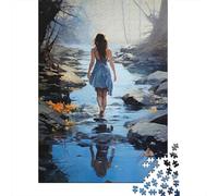 Femme Marchant rivière 1000 Pièce Carton Robuste Puzzle Premium Adolescents Fans 12-18 Ans Impossible Difficile Défiant Joyeux Cadeau 38x26cm/1000pcs