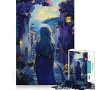 Femme Marchant vers la mer Puzzle 1000 pièces pour Adultes Jeu de Concentration Découpe Laser de qualité supérieure Activité familiale Amusante en soirée (50x75cm)