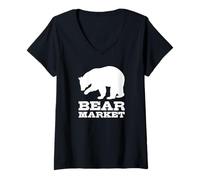 Femme Marché baissier Bourse Humour Finance T-Shirt avec Col en V