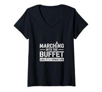 Femme Marcher dans le buffet comme sa formation des anciens combattants T-Shirt avec Col en V