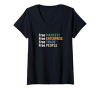 Femme Marchés Libres Libre-Entreprise Libre-échange T-Shirt avec Col en V