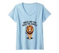 Femme Marchez comme si vous dominiez la jungle, motif de lion T-Shirt avec Col en V
