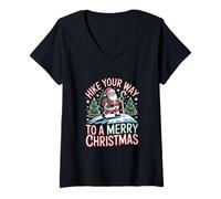 Femme Marchez votre chemin vers un design Merry Christmas T-Shirt avec Col en V
