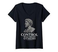 Femme Marcus Aurelius Stoïcisme Philosophie stoïcienne Philosophe Romain T-Shirt avec Col en V