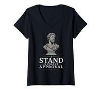 Femme Marcus Aurelius Stoïcisme Philosophie stoïcienne Philosophe Romain T-Shirt avec Col en V