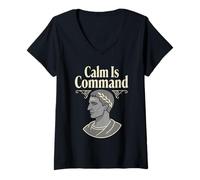 Femme Marcus Aurelius Stoïcisme Philosophie stoïcienne Philosophe Romain T-Shirt avec Col en V