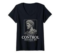 Femme Marcus Aurelius Stoïcisme Philosophie stoïcienne Philosophe Romain T-Shirt avec Col en V