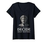 Femme Marcus Aurelius Stoïcisme Philosophie stoïcienne Philosophe Romain T-Shirt avec Col en V