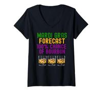Femme Mardi Gras prévision 100% de chance de Bourbon T-Shirt avec Col en V
