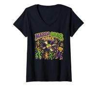Femme Mardi Gras Vibes Disque Vinyle rétro Disco Party Mardi Gras T-Shirt avec Col en V