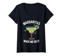 Femme Margaritas Made Me Do It Tequila Cocktail à Boire T-Shirt avec Col en V