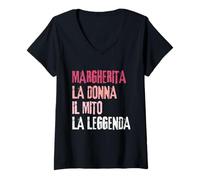 Femme Margherita La Donna Il Mito La Leggenda Festa di Compleanno T-Shirt avec Col en V