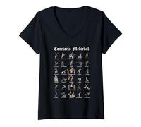 Femme Marginalia Médiéval Bunniary Lapins Bestiaire T-Shirt avec Col en V