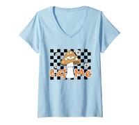 Femme Marguerite Champignon rétro Eat Me T-Shirt avec Col en V