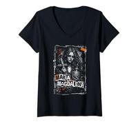 Femme Maria Magdalena dans l'art du Design Religieux Gothique T-Shirt avec Col en V