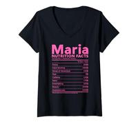 Femme Maria Nom Nutrition Faits Personnalisés Femmes Fille Rose Mignon T-Shirt avec Col en V