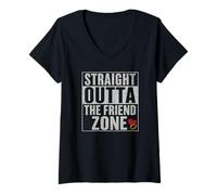 Femme Mariage Amusant Outta The Friend Zone T-Shirt avec Col en V