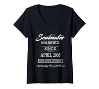 Femme Mariage d'avril 2005 T-Shirt avec Col en V
