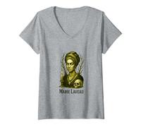 Femme Marie Laveau The Voodoo Queen of New Orleans Design Vintage T-Shirt avec Col en V