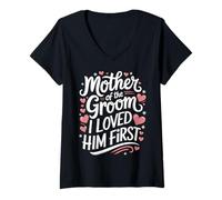 Femme Marié Mère du marié I Loved Him First T-Shirt avec Col en V