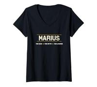 Femme MARIUS the Man the Myth the LEGEND | Men Boys Name - Funny T-Shirt avec Col en V