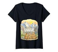 Femme Marmottes Montagne | Près des Marmottes Loin des Blaireaux T-Shirt avec Col en V