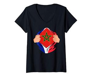 Femme Maroc C'est Dans Mon ADN Marocain Fier Morocco In My DNA T-Shirt avec Col en V