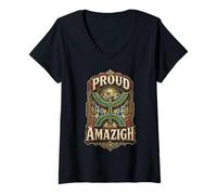 Femme Marocain Maroc Proud Amazigh T-Shirt avec Col en V